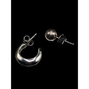 "5/$40" Mismatched Silvertone Minimalist Stud Earrings Hoop/Ball Stud